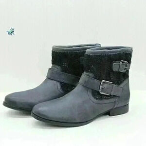 Sketchers Stagecoach Southwest Women's Grey Leather Socks Boots Size US 10